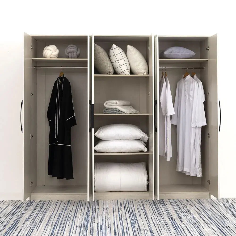 Luxury 6 Door Wardrobe – Walnut & Beige