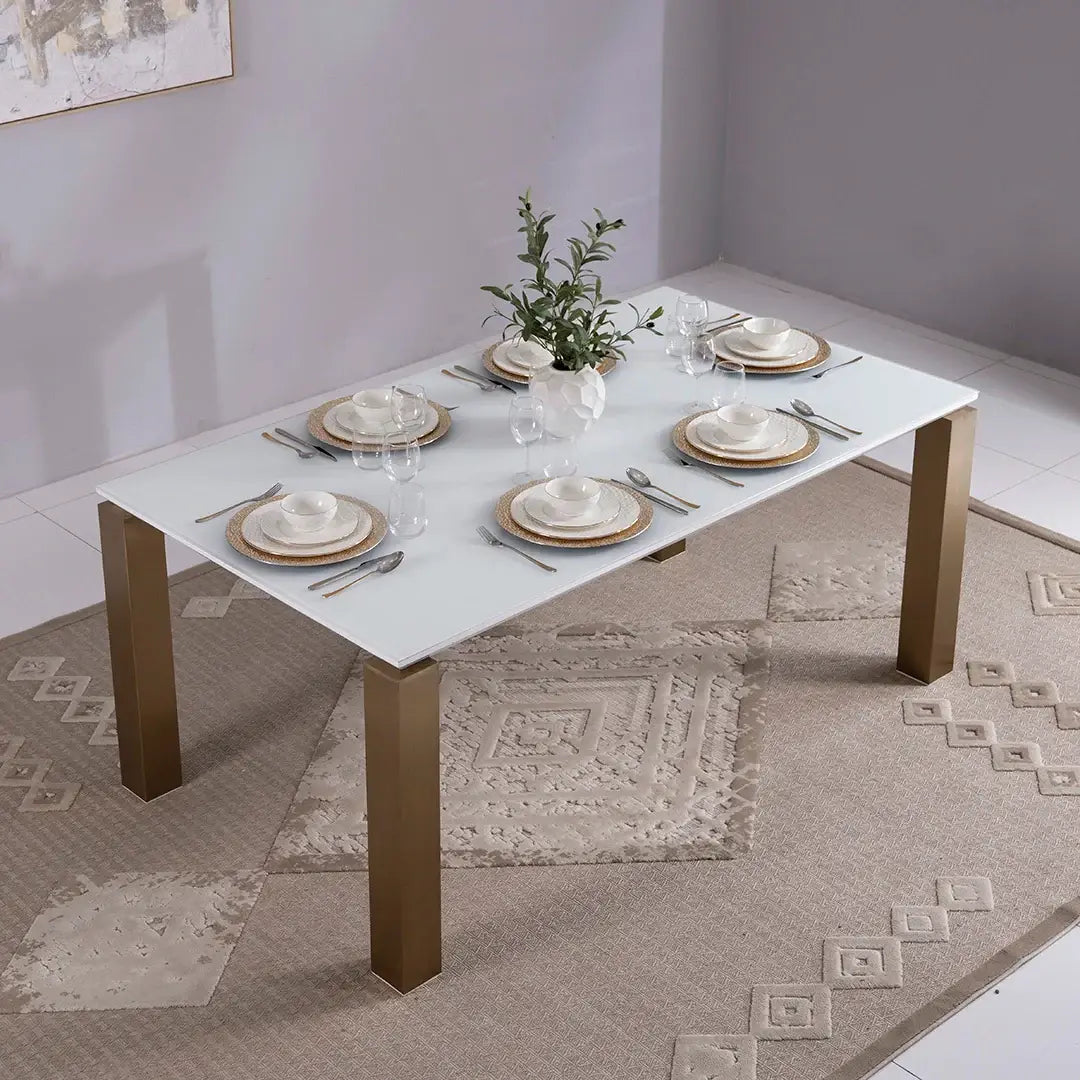 Luxury 6-Seater Dining Set – Off White & Gold