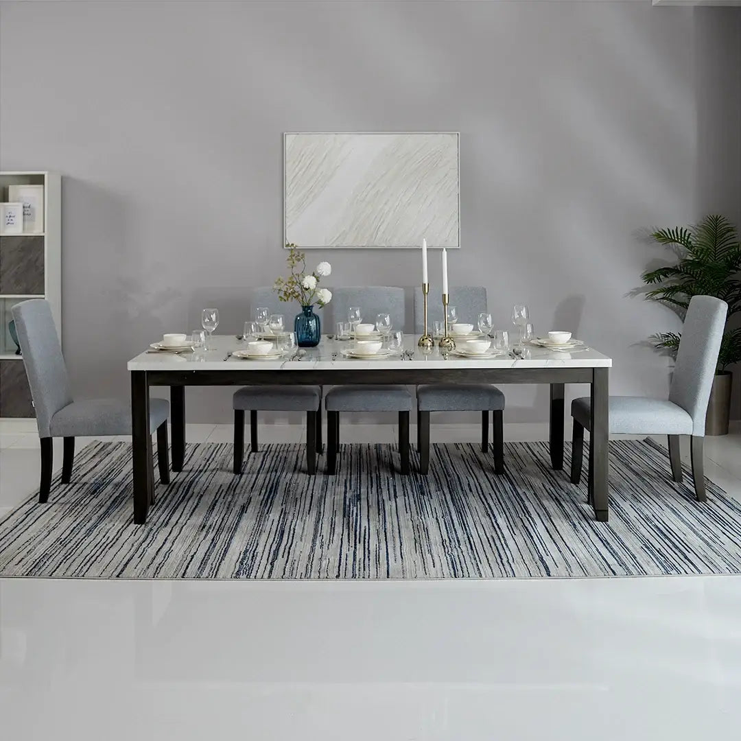 Luxury 8-Seater Dining Set – White & Antique Grey