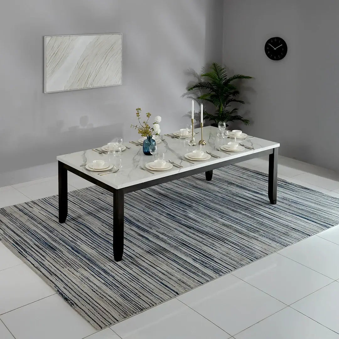 Luxury 8-Seater Dining Set – White & Antique Grey