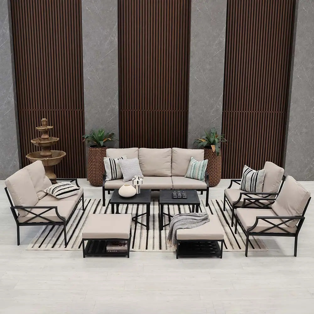 Luxury 9-Seater Outdoor Sofa Set - Grey