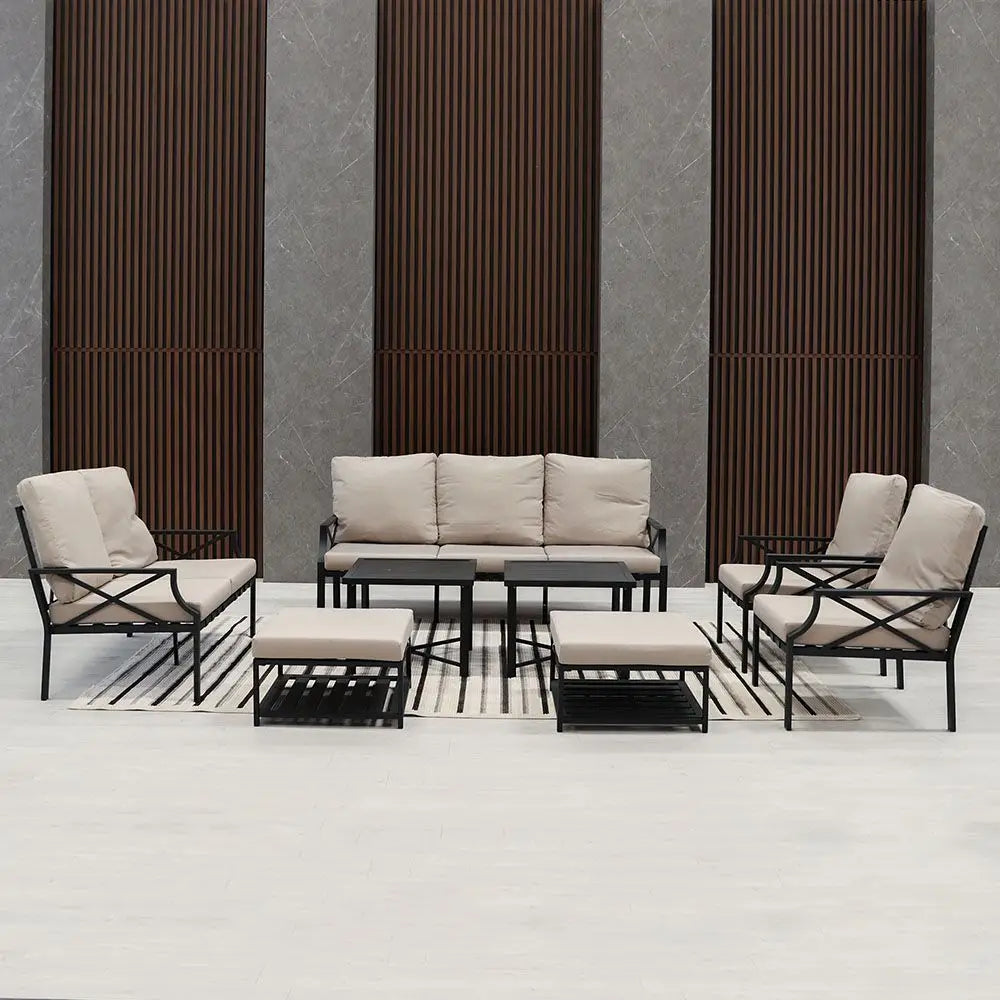 Luxury 9-Seater Outdoor Sofa Set - Grey