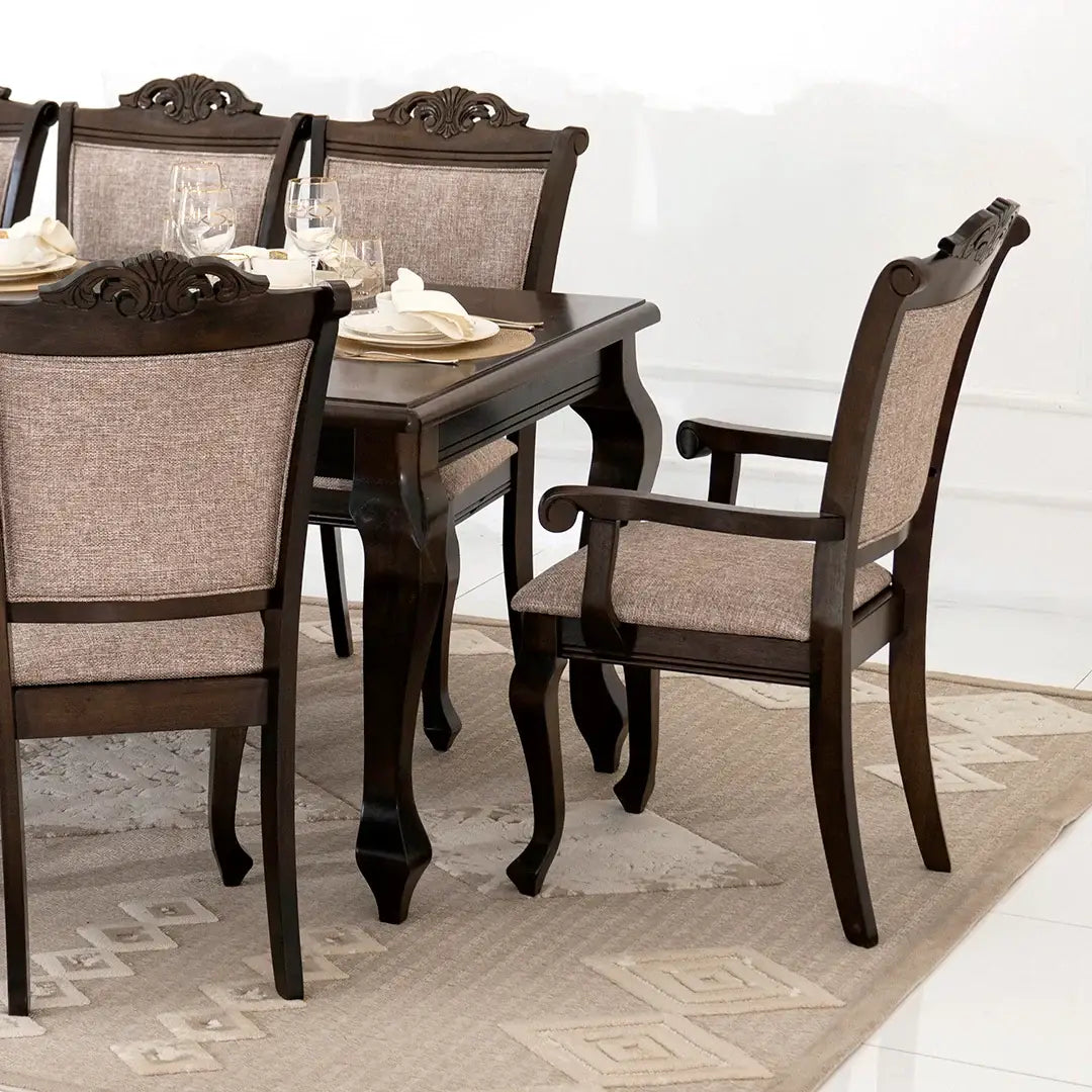 Luxury Classic Style 8-Seater Dining Set – Beige