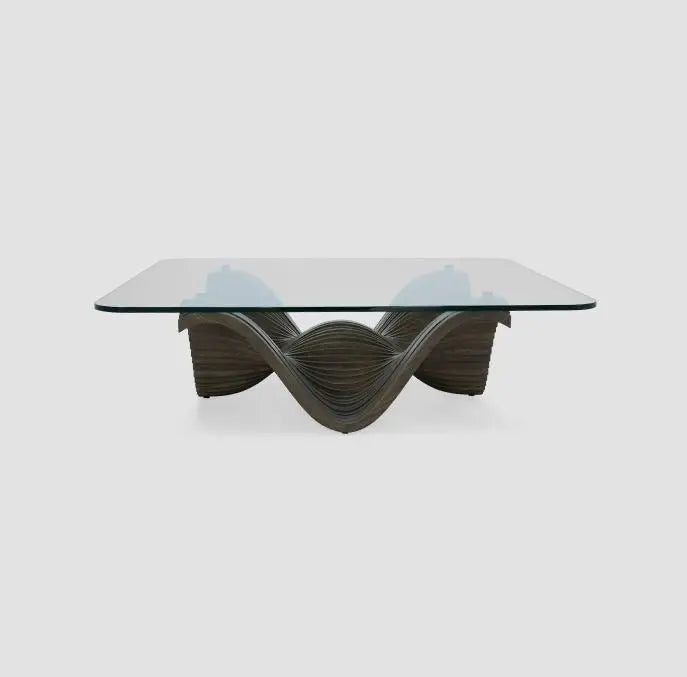 Luxury Coffee Table – Tempered Glass Top with Solid Wood Base