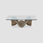 Load image into Gallery viewer, Luxury Coffee Table – Tempered Glass Top with Solid Wood Base