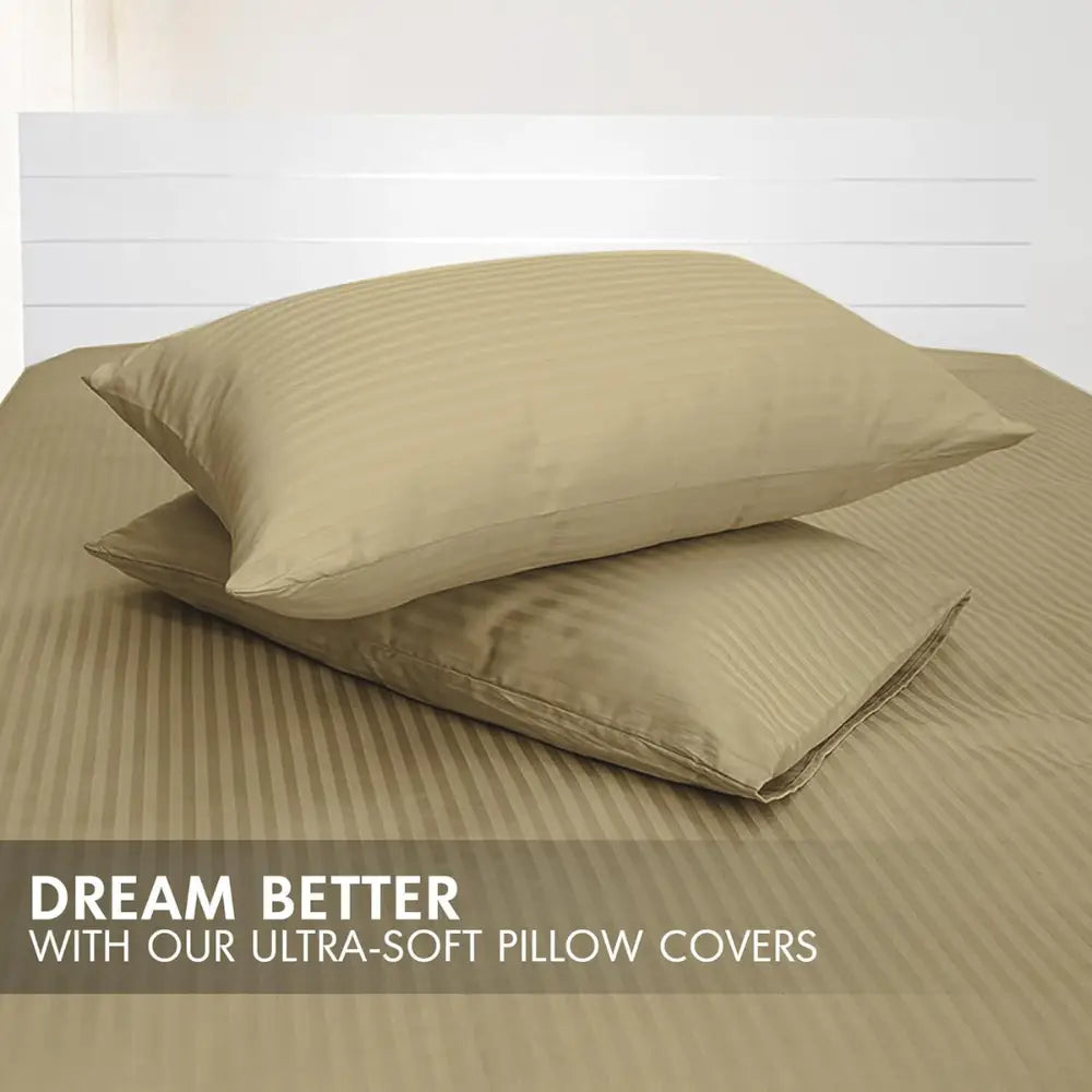 Luxury Cotton Sateen Bed Pillow Covers (2-Pack) – 100% Long-Staple Cotton, 250TC, 50x75cm, Soft & Durable, Made in UAE-GCC Home Center