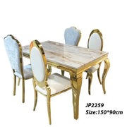 Luxury Dining Table with Marble Top & Stainless Steel Frame
