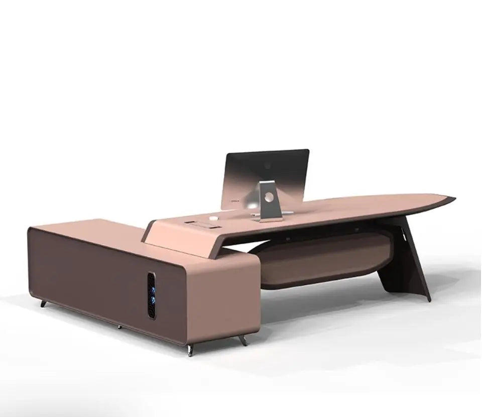 Luxury Executive Office Desk with Side Cabinet – JY01-A03-T (280×200 cm)