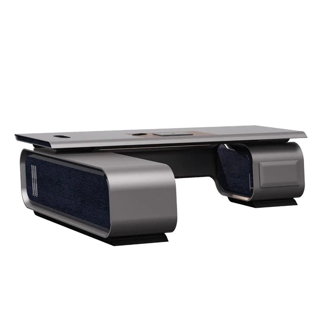 Luxury Executive Office Table, 2-Cupboards With a Handle-Free Design For a Modern Look - Grey-GCC Home Center