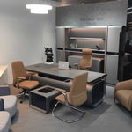 Load image into Gallery viewer, Luxury Executive Office Table, 2-Cupboards With a Handle-Free Design For a Modern Look - Grey-GCC Home Center