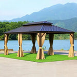 Load image into Gallery viewer, Luxury Gazebo 3.65 x 6m Double Roof Aluminum Gazebo - Brown-GCC Home Center