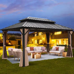 Load image into Gallery viewer, Luxury Gazebo 3.65 x 6m Double Roof Aluminum Gazebo - Brown-GCC Home Center