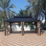 Load image into Gallery viewer, Luxury Gazebo 3.65 x 6m Double Roof Aluminum Gazebo - Brown-GCC Home Center