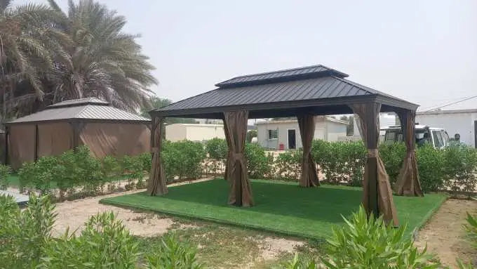 Luxury Gazebo 3.65 x 6m Double Roof Aluminum Gazebo - Brown-GCC Home Center