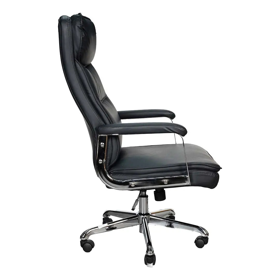 Luxury High Back Office Chair With Leather Pads And Metal Legs-GCC Home Center