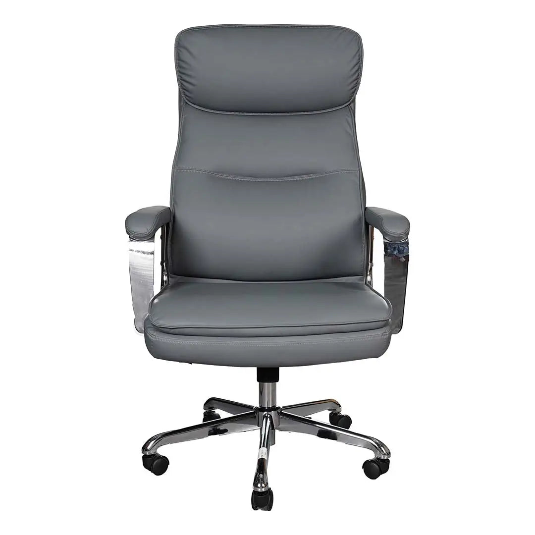 Luxury High Back Office Chair With Leather Pads And Metal Legs-GCC Home Center