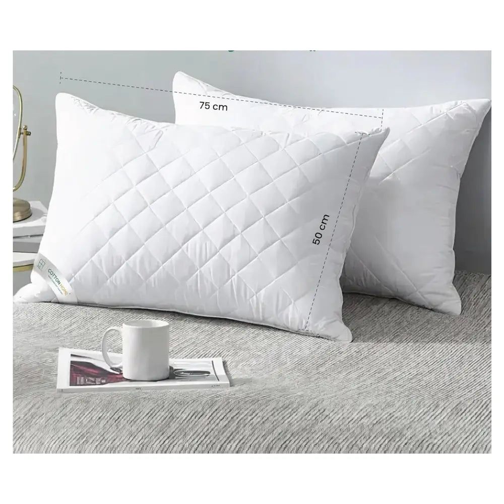 Luxury Hotel-Quality Polyester Bed Pillow – 900gm, Diamond Quilted (50cm x 75cm) | Ultra-Soft & Breathable for Supreme Comfort-GCC Home Center