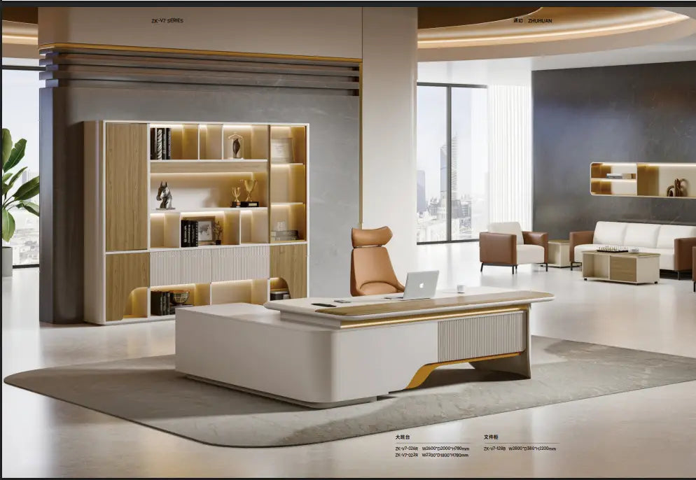 Luxury L Shaped Desk Office Furniture Minimalist Workbench Modern CEO Office Executive Desk  280*210 cm