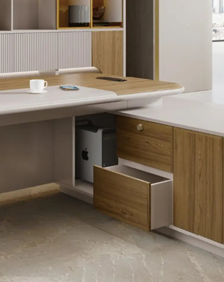 Luxury L Shaped Desk Office Furniture Minimalist Workbench Modern CEO Office Executive Desk  280*210 cm