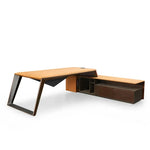 Load image into Gallery viewer, Luxury Leather Executive Office Table With Unique Forster Yellow Finish-GCC Home Center