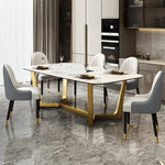 Load image into Gallery viewer, Luxury Marble Top Stainless Steel Dining Table with 4 Chairs