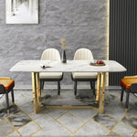 Load image into Gallery viewer, Luxury Marble Top Stainless Steel Dining Table with 4 Chairs