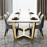 Load image into Gallery viewer, Luxury Marble Top Stainless Steel Dining Table with 4 Chairs