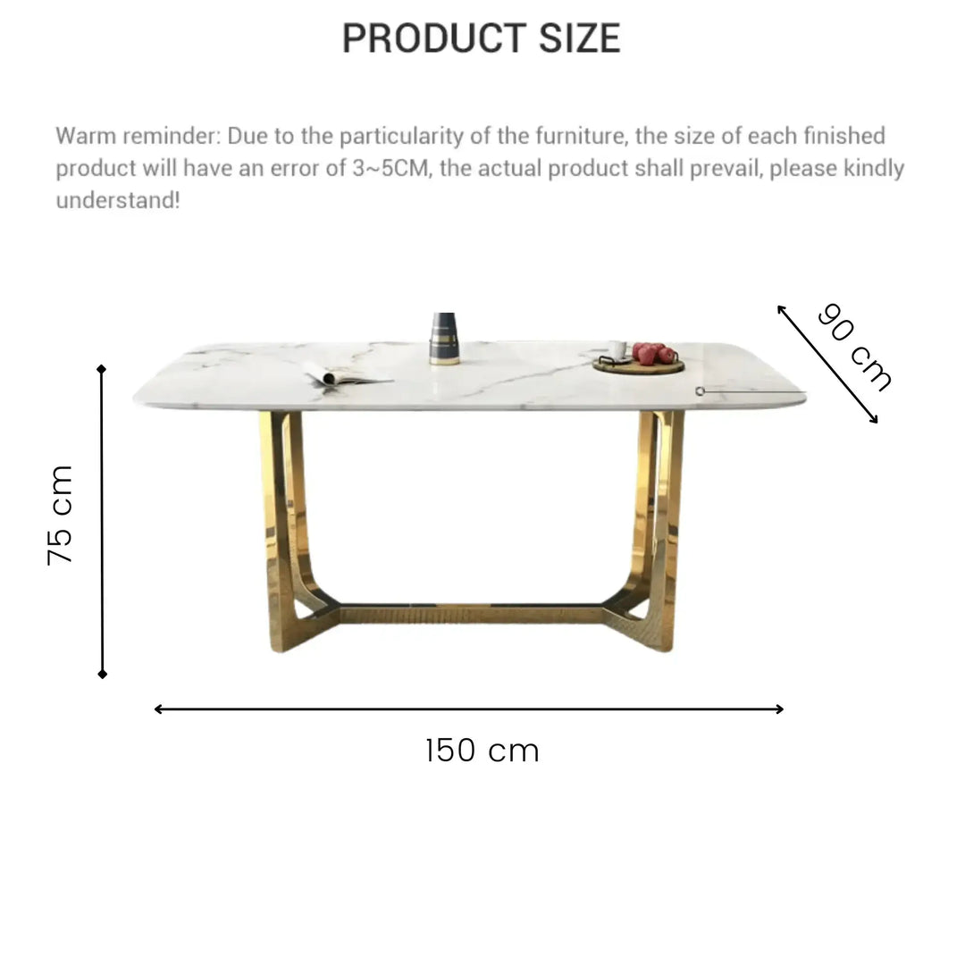 Luxury Marble Top Stainless Steel Dining Table with 4 Chairs