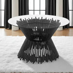 Load image into Gallery viewer, Luxury Metallic Finish Tempered Glass Top Prism Dining Table