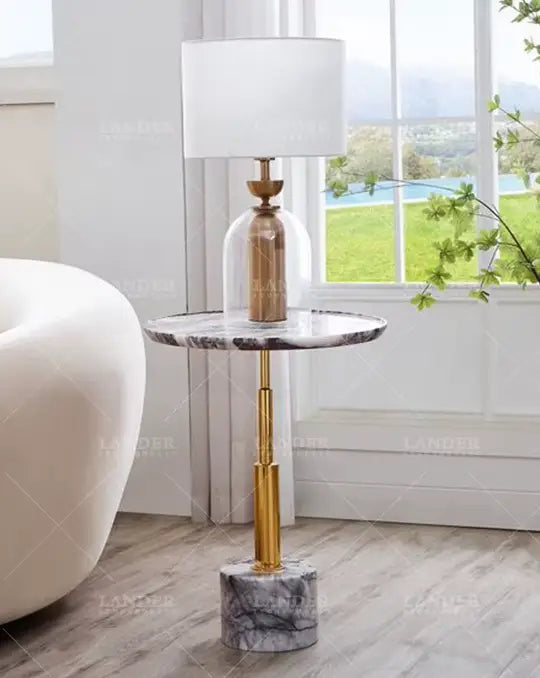 Luxury Modern Coffee Table With Natural Marble, Side Tables For Living Room - Cloudy-GCC Home Center
