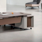 Load image into Gallery viewer, Luxury Modern Executive Office Table With Storage cabinets - Matt White-GCC Home Center