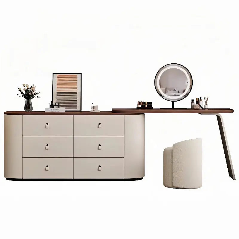 COOLBABY Luxury modern simple solid wood red dresser corner with LED light makeup table small-GCC Home Center