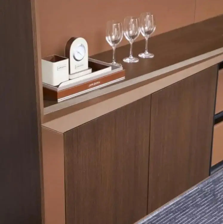 Luxury Office Cabinet, Smart File Cabinet With Four-Door, Four Shelves And Two Drawers - Brown-GCC Home Center
