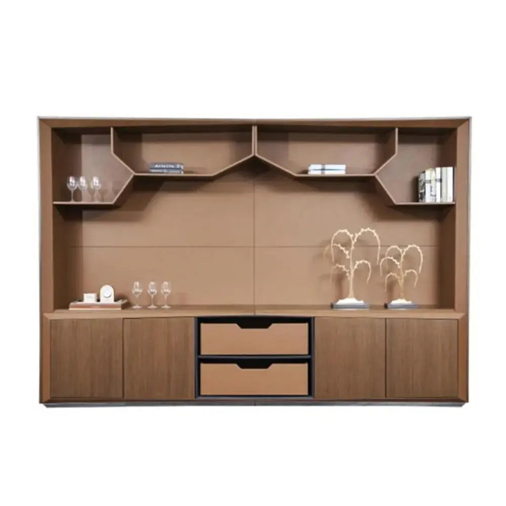Luxury Office Cabinet, Smart File Cabinet With Four-Door, Four Shelves And Two Drawers - Brown-GCC Home Center