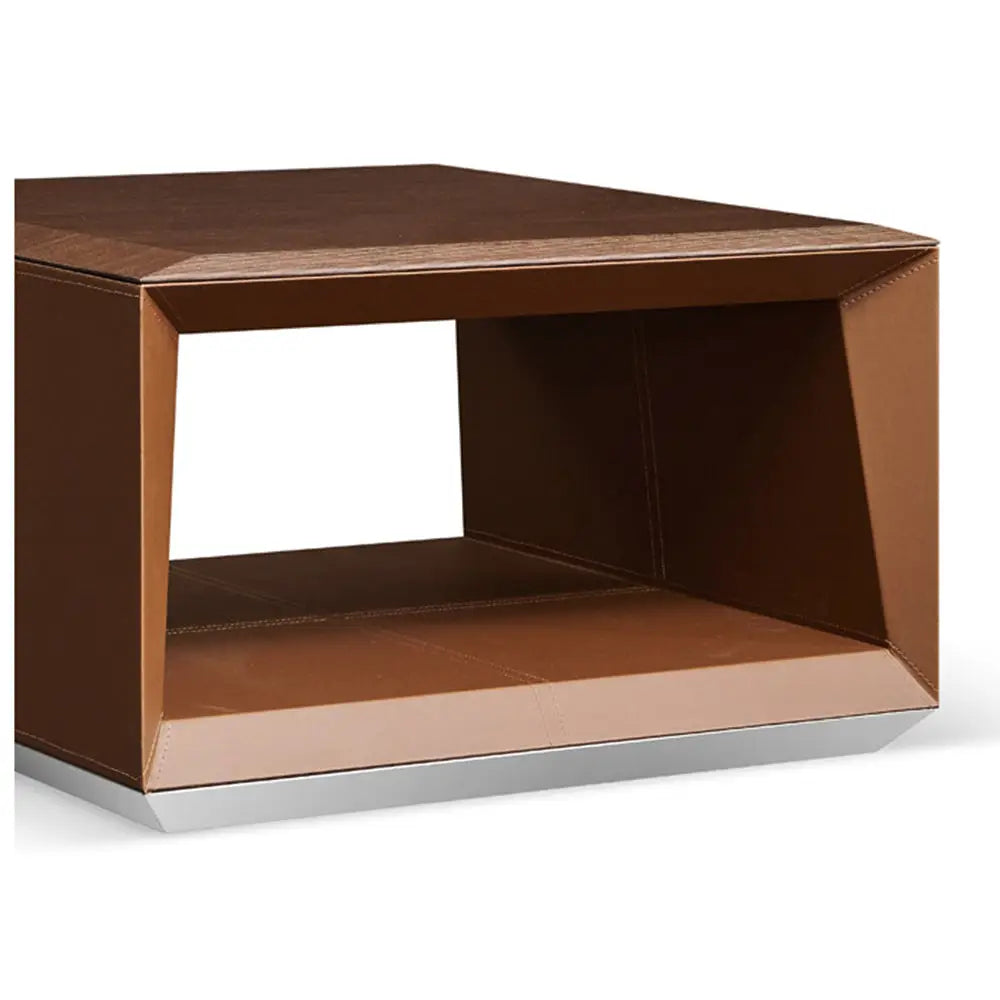 Luxury Office Coffee Table With Leather Finish - Light Brown-GCC Home Center
