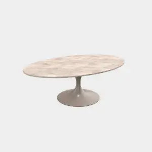 Luxury Oval Dining Table – Warm Gray