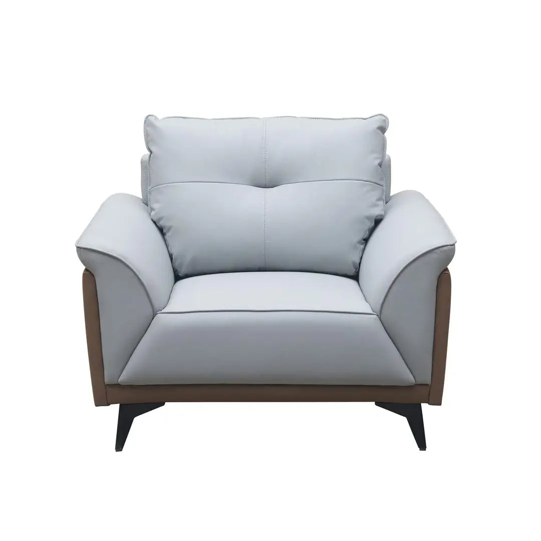 Luxury PU Leather Office Sofa Set With Metal Legs - Grey-GCC Home Center