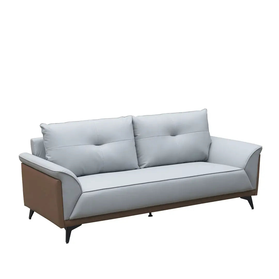 Luxury PU Leather Office Sofa Set With Metal Legs - Grey-GCC Home Center