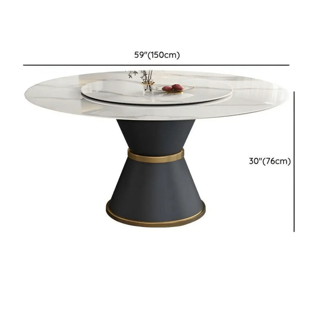 Luxury Round Modern Dining Table with Rotatable Top