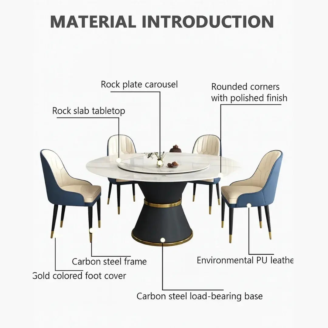 Luxury Round Modern Dining Table with Rotatable Top