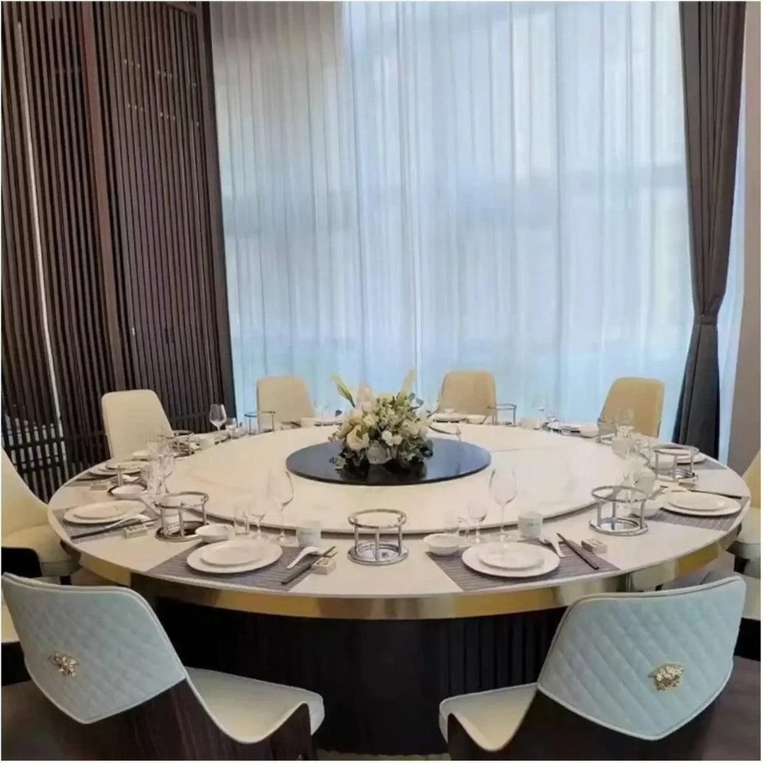 Luxury Round Modern Marble Top Metal Base Dining Table for Restaurant, Dining Room