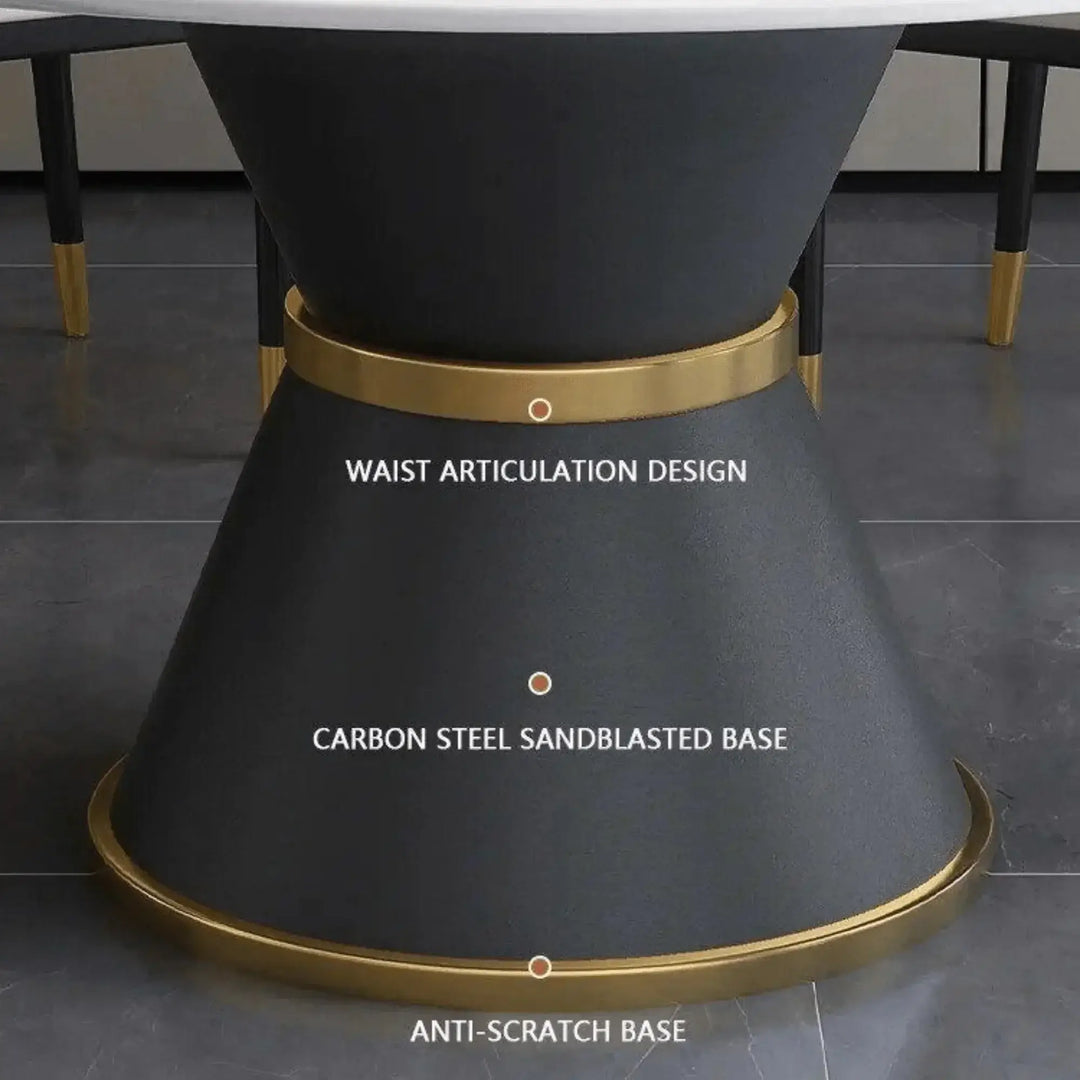 Luxury Steel Base Round Dining Table Set (6 Seater)