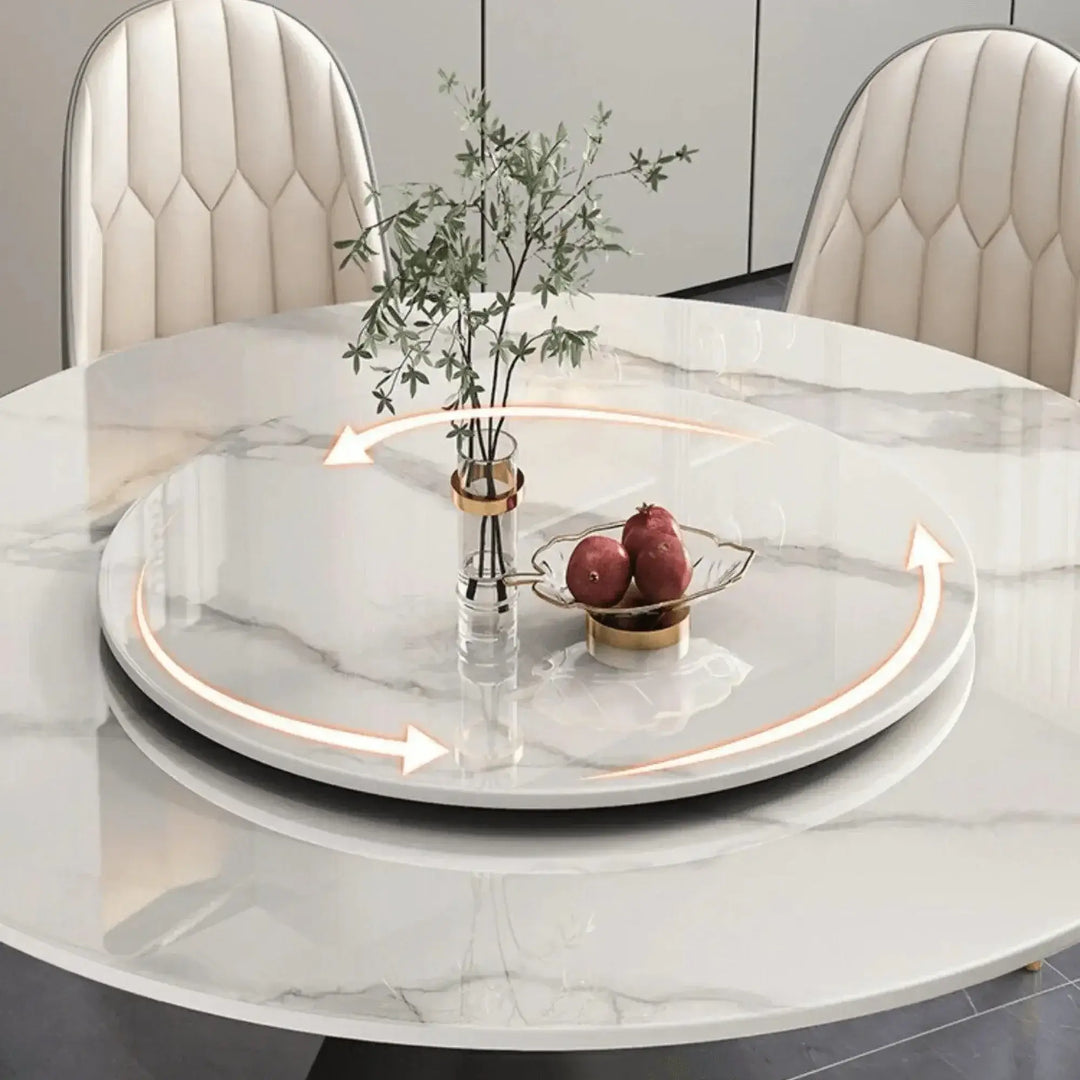 Luxury Steel Base Round Dining Table Set (6 Seater)