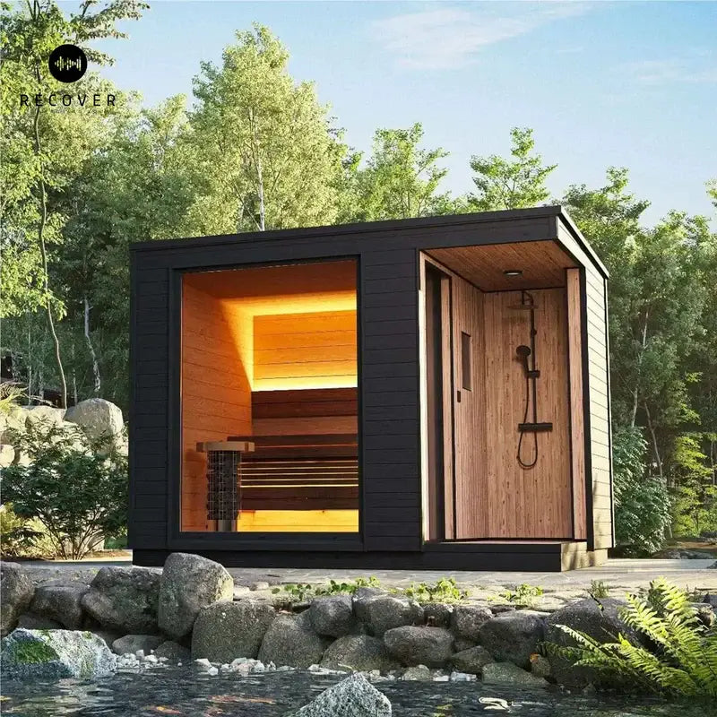 Luxury Ultimate Outdoor Sauna With Integrated Shower for Ultimate Wellness