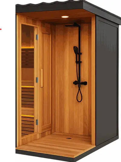 Luxury Ultimate Outdoor Sauna With Integrated Shower for Ultimate Wellness