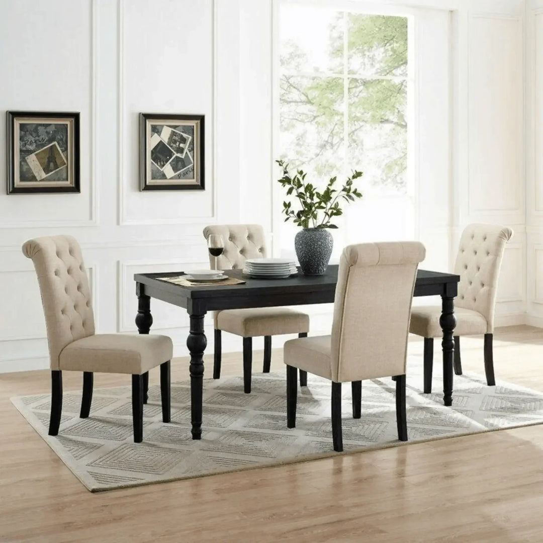 Luxury Upholstery Teak Wood Dining Table Set Mid-Century Modern