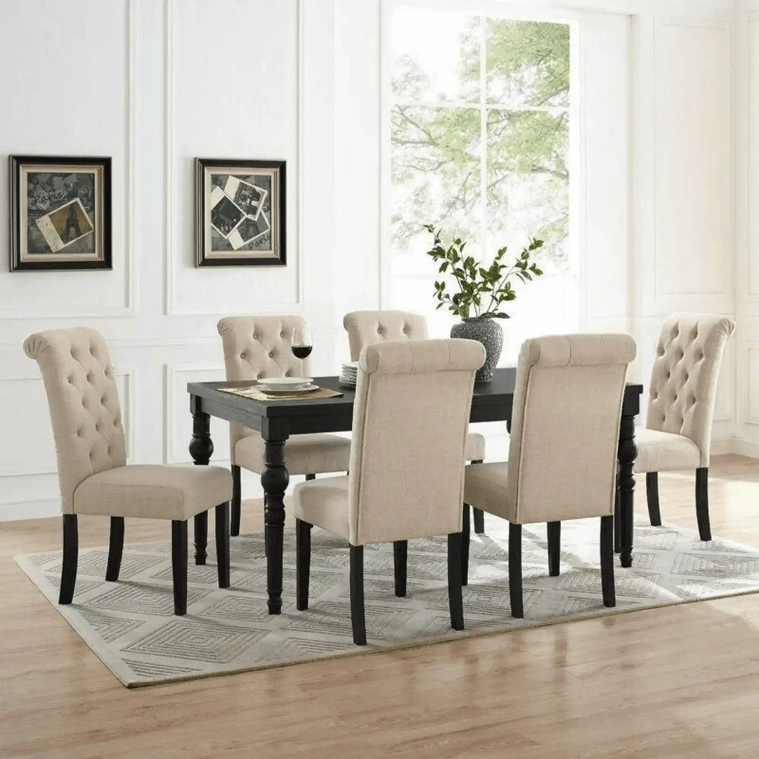 Luxury Upholstery Teak Wood Dining Table Set Mid-Century Modern