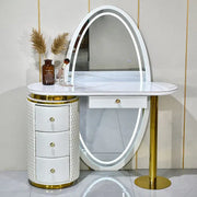 Luxury Vanity Table with Oval Full Length Mirror and Chair-GCC Home Center