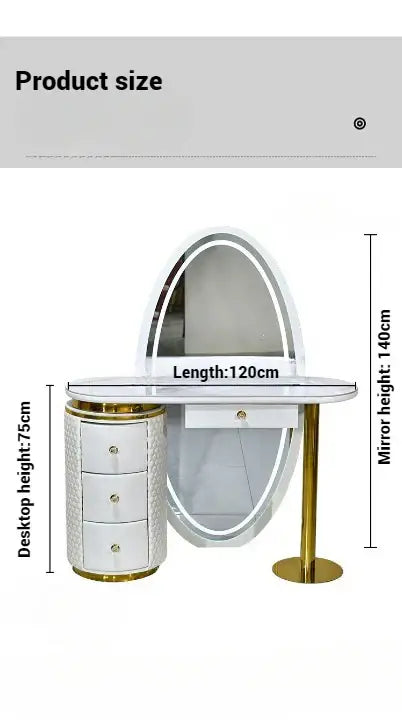 Luxury Vanity Table with Oval Full Length Mirror and Chair-GCC Home Center