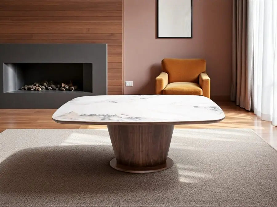 Luxury Walnut Marble Dining Table